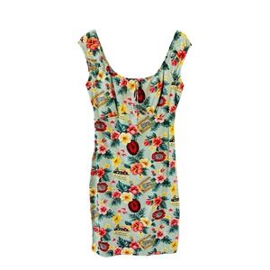 Hilo Hattie Womens Hawaiiian Floral Dress Size M Patchwork Postcard Novelty Midi